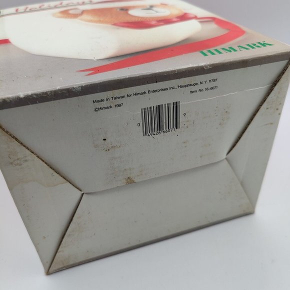 Vtg Christmas Teddy Bear Cookie Jar Ceramic 1987 Taiwan Himark Santa Hat - Picture 11 of 15